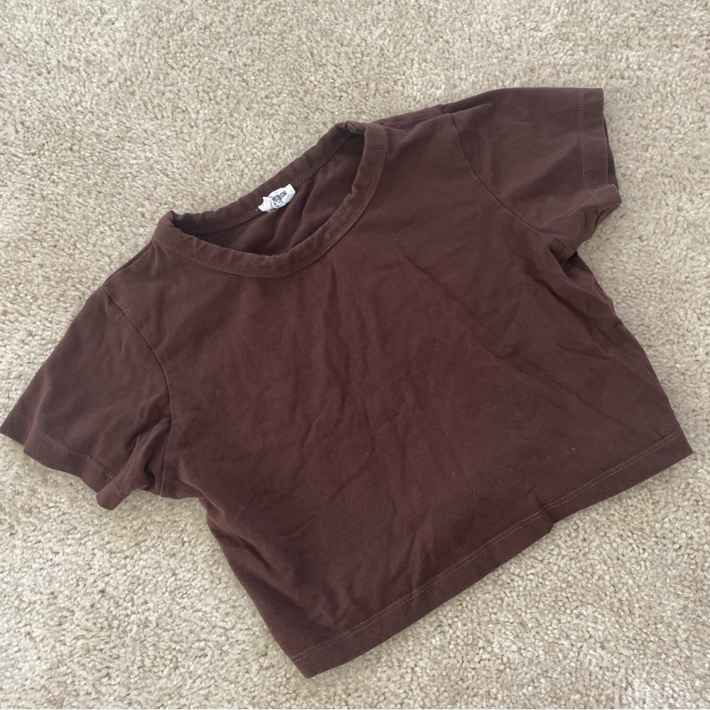 Cotton On Brown Crop T-Shirt Size S